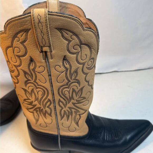 Ariat Men’s Western Cowboy Boots 8.5D Black Tan Leather Square Toe - Picture 3 of 8